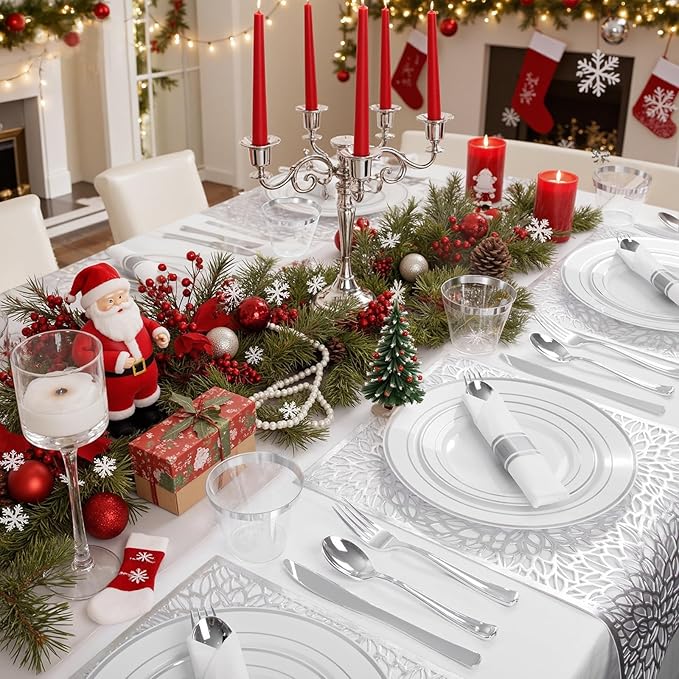 WDF 180 Pieces Silver Plastic Silverware - Image 4