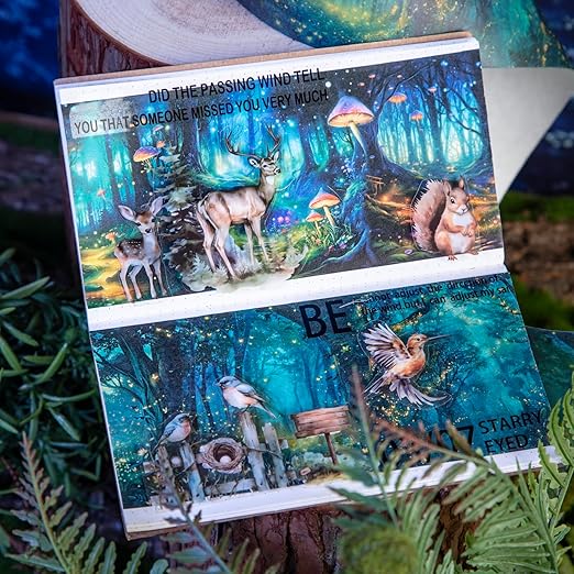 Night Forest Seamless Washi Tape Scrapbook Kit – 6 Rolls - Image 7