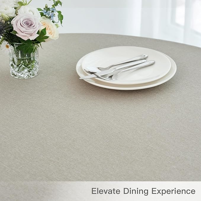 maxmill Round Linen Textured Tablecloth Spill-Proof Stainproof Wrinkle Free - Image 8