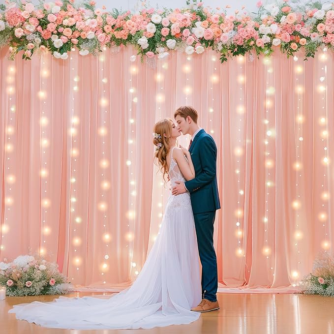 10ft x 7ft Baby Pink Chiffon Backdrop Curtain - Image 7