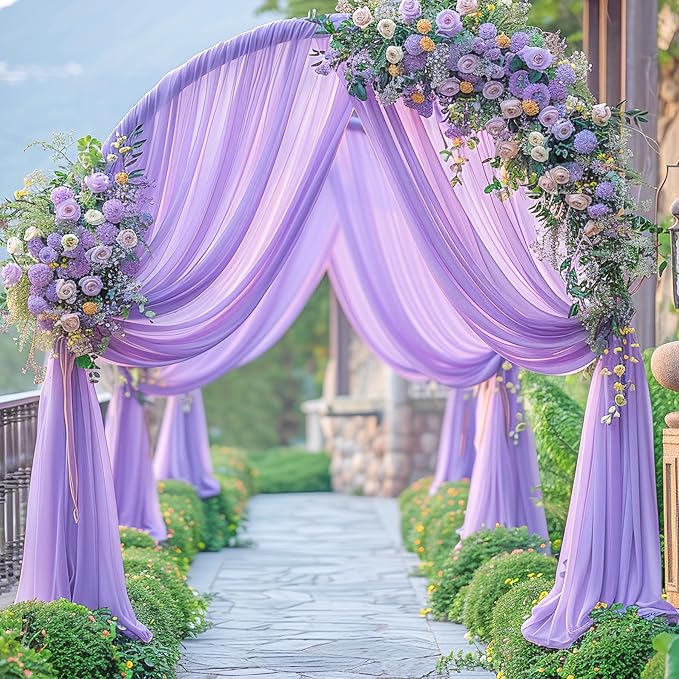 Lavender Wedding Arch Draping Fabric Purple Sheer Wedding Arch Drapes - Image 3