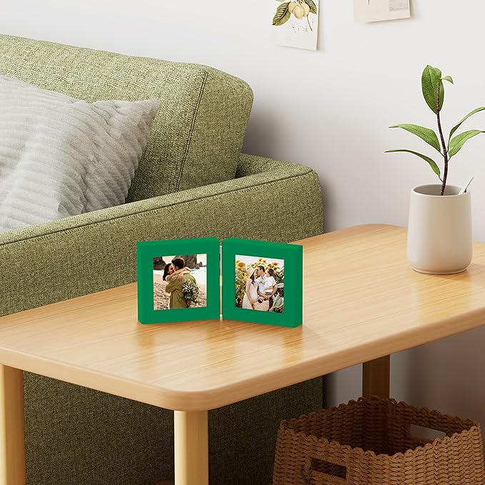 decorUhome Double 4x4 Picture Frame Vertical, Engineered Wood Bifold Photo Frame - Image 2