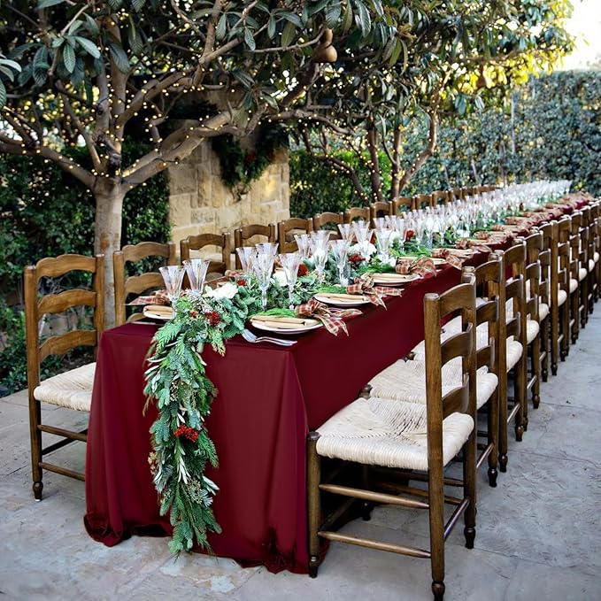 6 Pack Burgundy Tablecloths for 8ft Rectangle Tables 60 x 126 Inch - Image 5