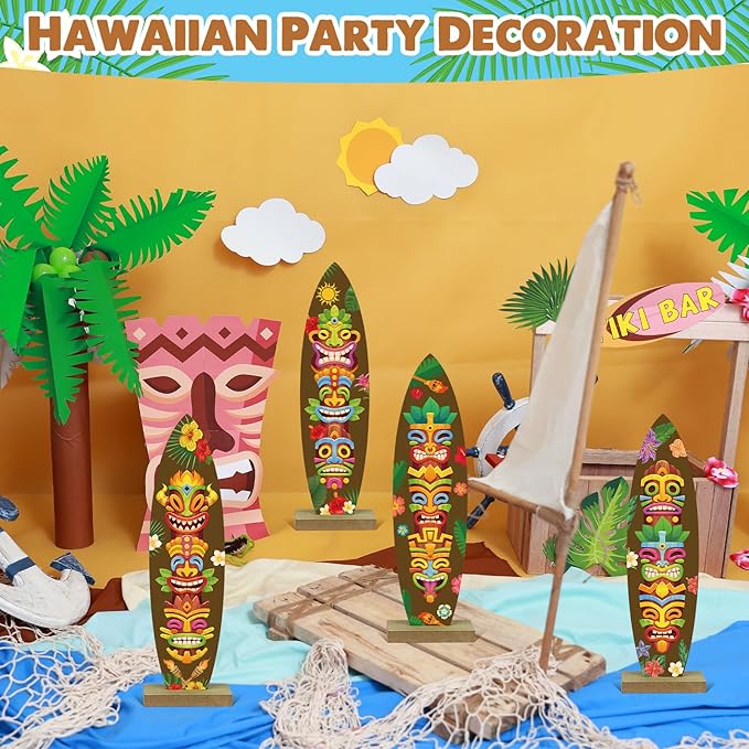 4 Pcs Surfboard Decorations for Party Welcome to Paradise Sign Tropical Bar - Image 5
