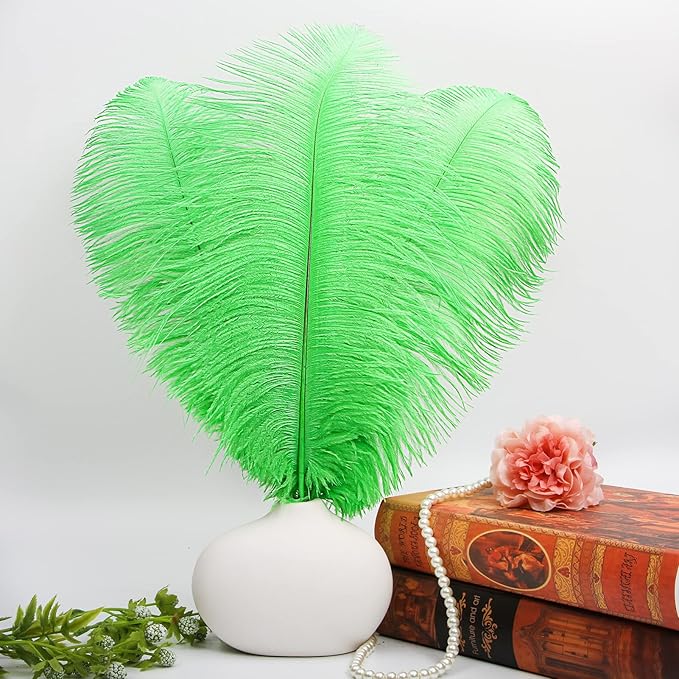 THARAHT Green Ostrich Feathers 12pcs Large Natural Bulk 14-16Inch 35cm-40cm - Image 5