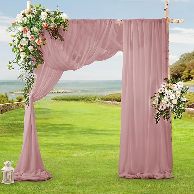 SiinvdaBZX 2 Panels Wedding Arch Draping Fabric 30" x 240" Dusty Rose Polyester - Image 6