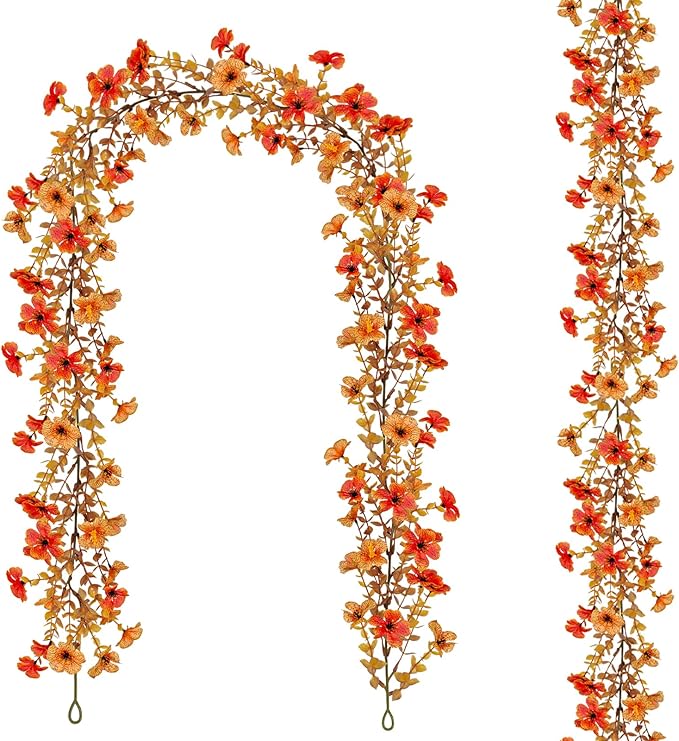 2 Pack Artificial Fall Flowers Garland, 6 FT Fall Decorations UV Resistant Fake by Ruidazon