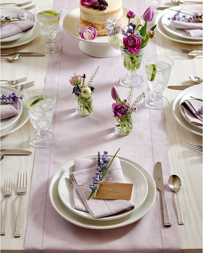 Solino Home Linen Lilac Table Runner 108 Inches Long - Image 3