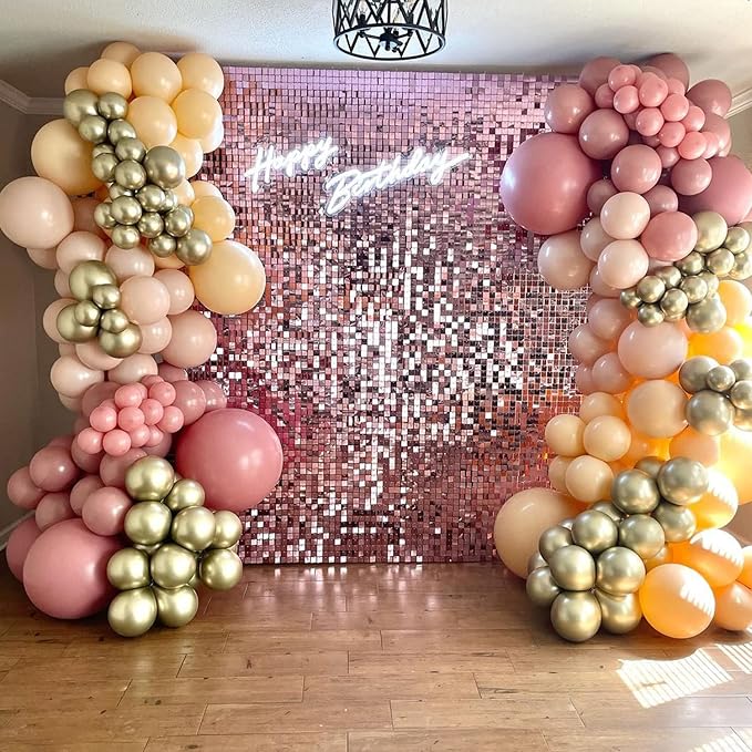 Qcity Pink Shimmer Wall Backdrop 24PCS, Square Sequin Glitter Backdrop Panel - Image 6