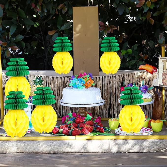 Gyufise 6Pcs Pineapple Honeycomb Centerpieces Tissue Paper Pineapple Table - Image 7