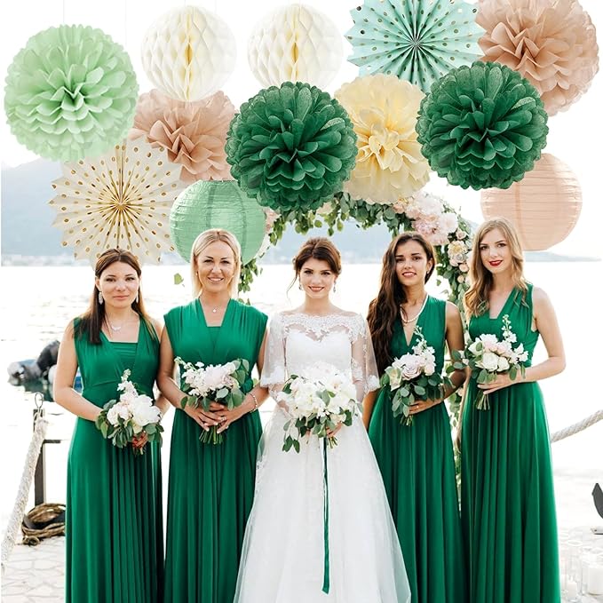 Olive-Sage Green Champagne-Gold Party-Decorations Lanterns - Image 5