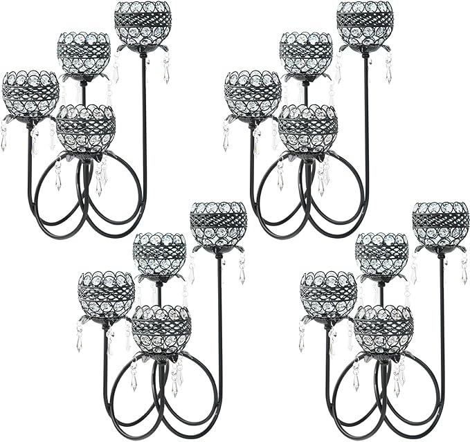 4 Arms Crystal Candelabra Tealight Holder by kehail