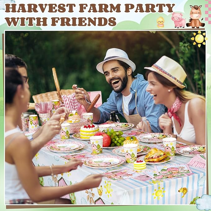 452 Pcs Pink Farm Animal Birthday Decorations - Image 5
