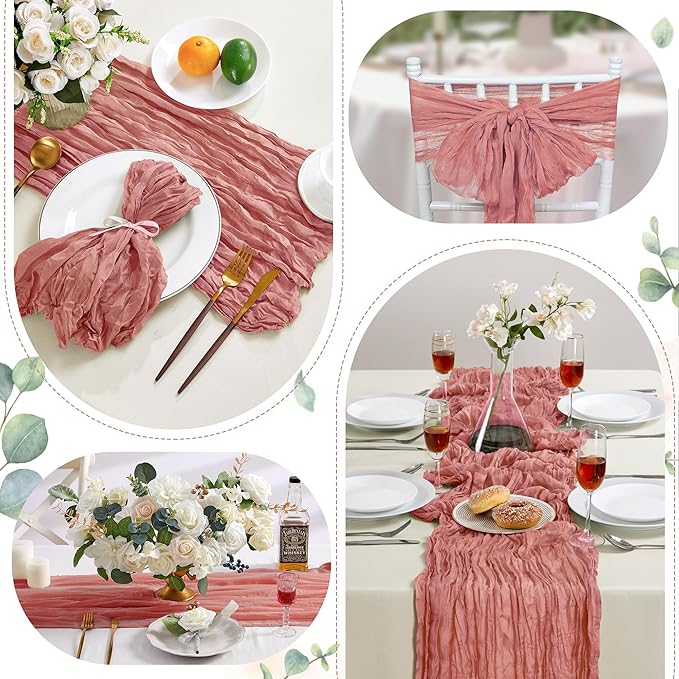Cheesecloth Table Runner 10FT Long Boho Gauze Table Runner Rustic Sheer Runner - Image 4
