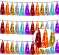 3P Lake Blue Orange-Red-Gold-Silver-Purple Metallic Fringe Tassel Banner by Xuuf