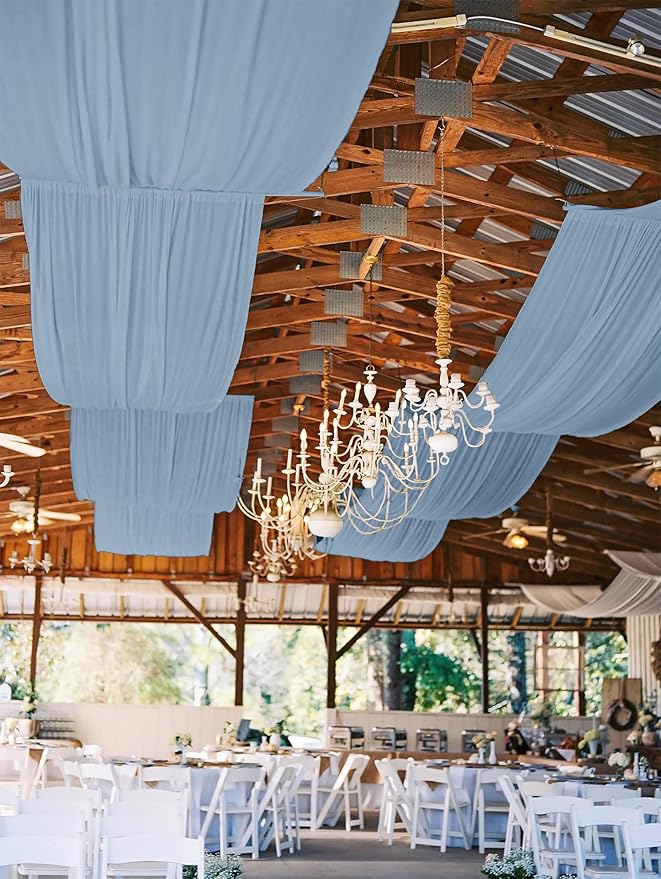 6 Panels Dusty Blue Ceiling Drapes - Image 7