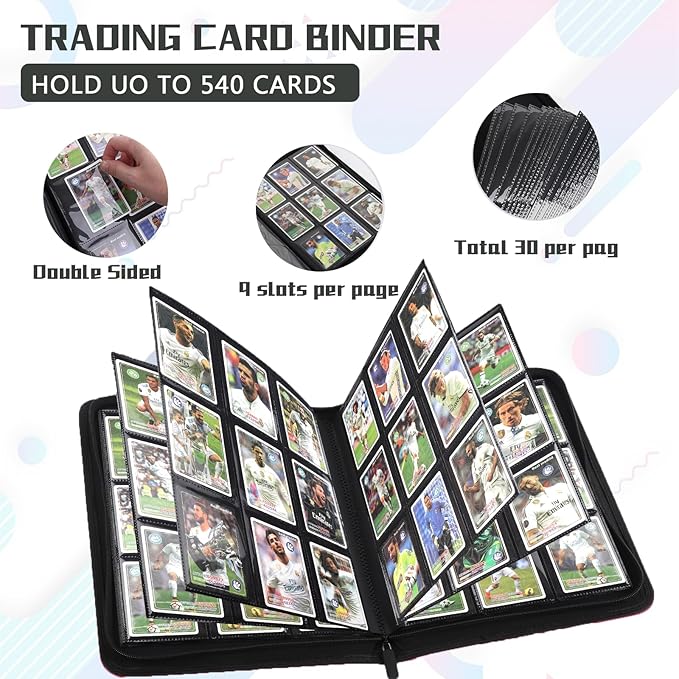 9 Pocket Card Binder, 540 Pocket Trading Card Binders, Loading Pocket - Image 4