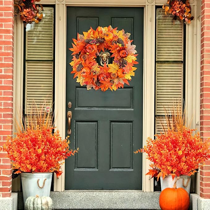 AmyHomie 20 Bundles Orange Fall Decor Artificial Flowers - Image 9