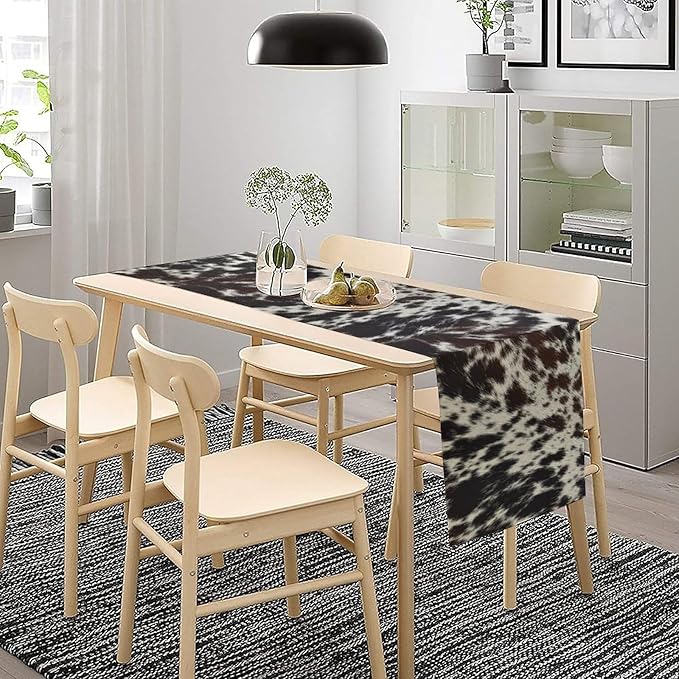 Cow Print Table Runner, Country Farm Animal Fur Skin Pattern Western Style - Image 4