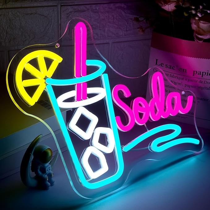 Soda Neon Sign for Wall Decor Dimmable Soda Pop Neon Light for Man Cave LED - Image 2