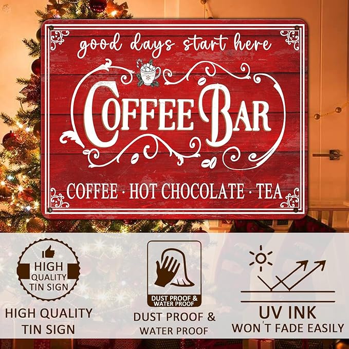Vintage Christmas Coffee Bar Tin Sign - Image 4