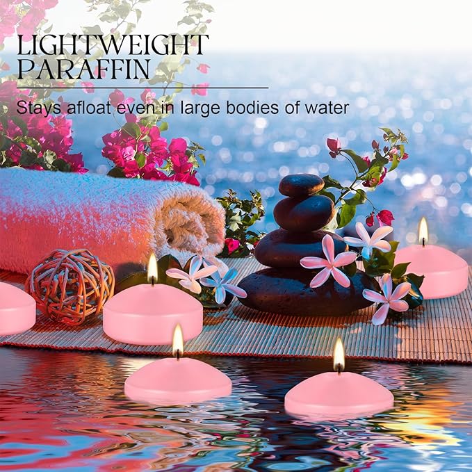 12 Pcs 3 inch Romantic Pink Floating Candles, Smokeless and Unscented, Burns - Image 7