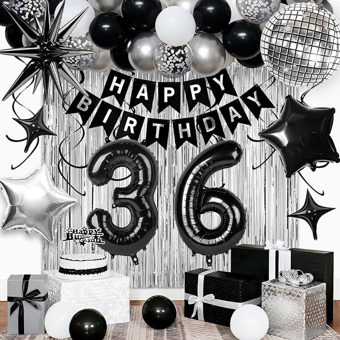 36th Birthday Decorations for Men Women, Fringe Curtains Kit by Birthdaypartyexpert