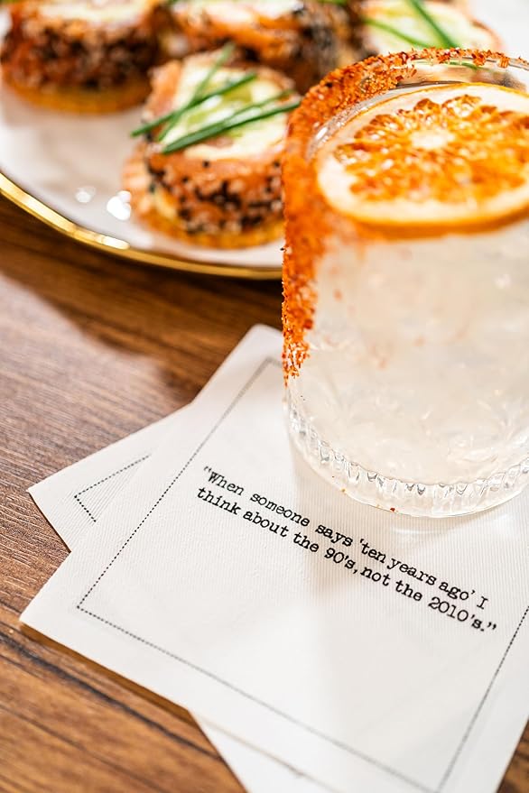 Five Star Napkins 30th Birthday Quotes White Cotton Cocktail Napkins, Beverage - Image 2