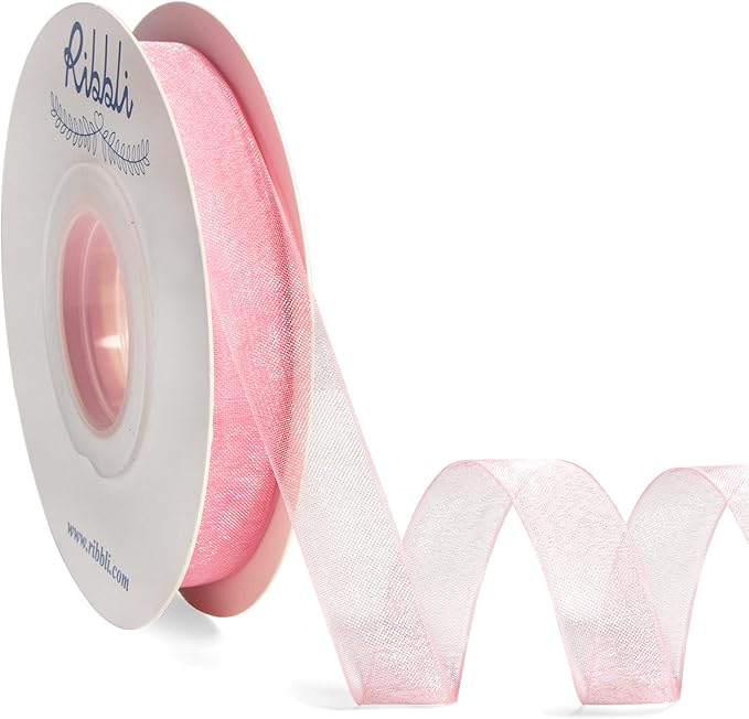 Ribbli Rose Pink Organza Ribbon, 1/2 Inches x Continuous 50 Yard, Cookie by Ribbli