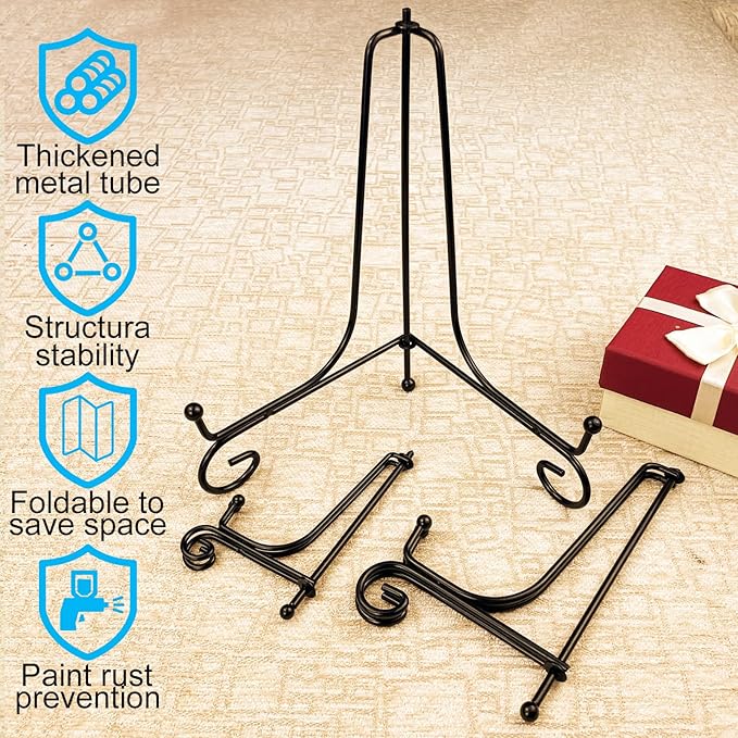 6PCS 3 Size Black Iron Plate Stands - Image 4