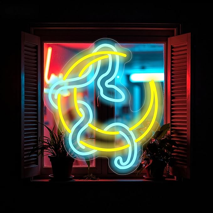 Snake on Moon Neon Sign, Animal Neon Sign, Neon sign Art Bedroom, Snake wall - Image 2