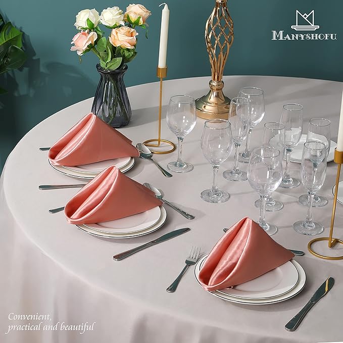 Manyshofu 60 Pieces Rose Gold Satin Napkins - Image 7