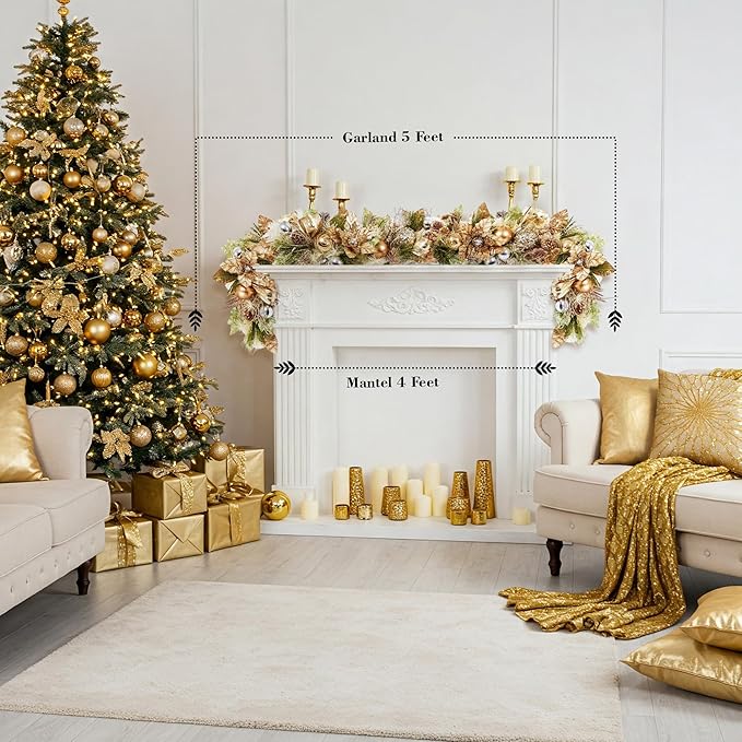 5 ft Christmas Garland for Mantle Unlit Garland for Stairs Railing, for Table - Image 6