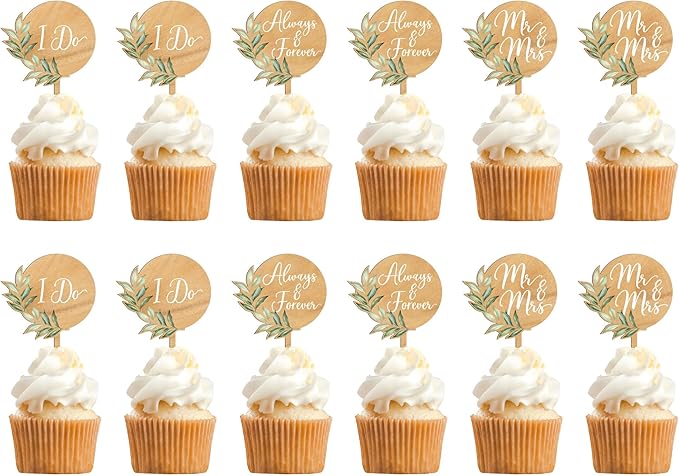 12 PCS Wedding Cupcake Toppers Green Mr & Mrs Wedding Cake Cupcake Decorations by PartytoBe