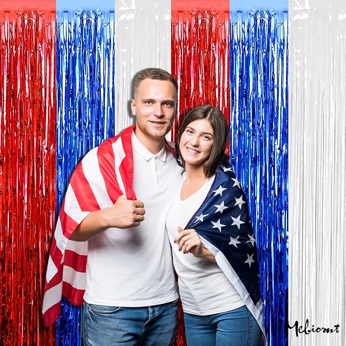 4 Pack 3.2Ft x 6.6Ft Independence Day Fringe Curtain Backdrop - Image 4