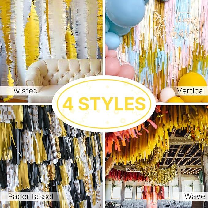 PartyWoo Gold Foil Crepe Paper Streamers 4pcs 328ft Pack of Metallic Gold Foil - Image 6