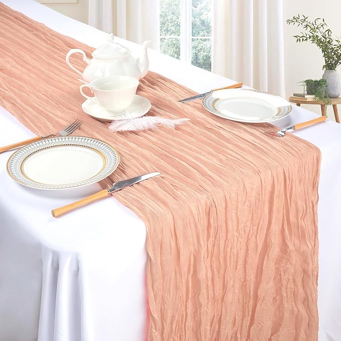 6 Pack Blush Pink Cheesecloth Table Runner 10ft Boho Gauze Fabric Cheese Cloth - Image 3