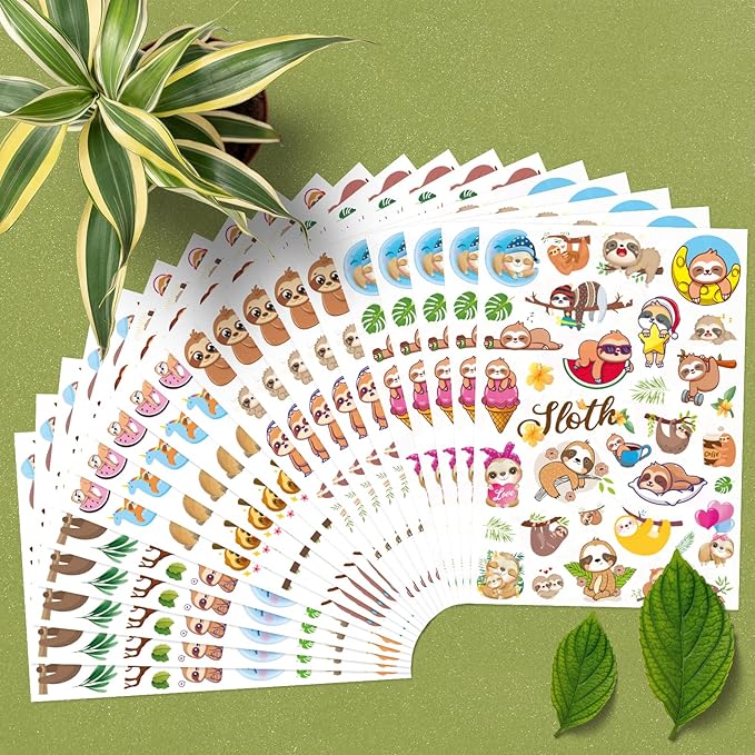 Cute Sloth Stickers Wild Jungle Forest Animal Decal Sticker 770 Counts Party - Image 7