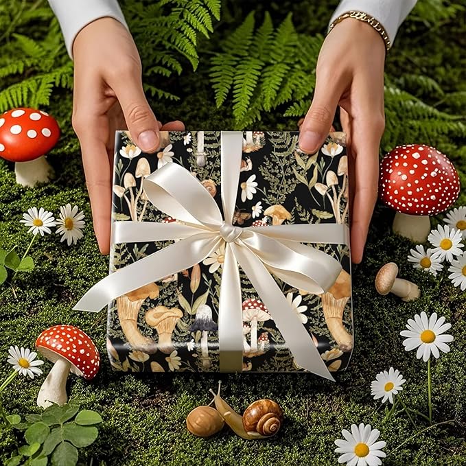 RUSPEPA Forest Mushroom Wrapping Paper Roll, Mini Roll, Woodland Squirrel and - Image 4