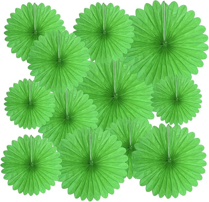 20 Pcs Grass Green Hanging Paper Fan, Hanging Honeycomb Round Paper Fans by Zankubom