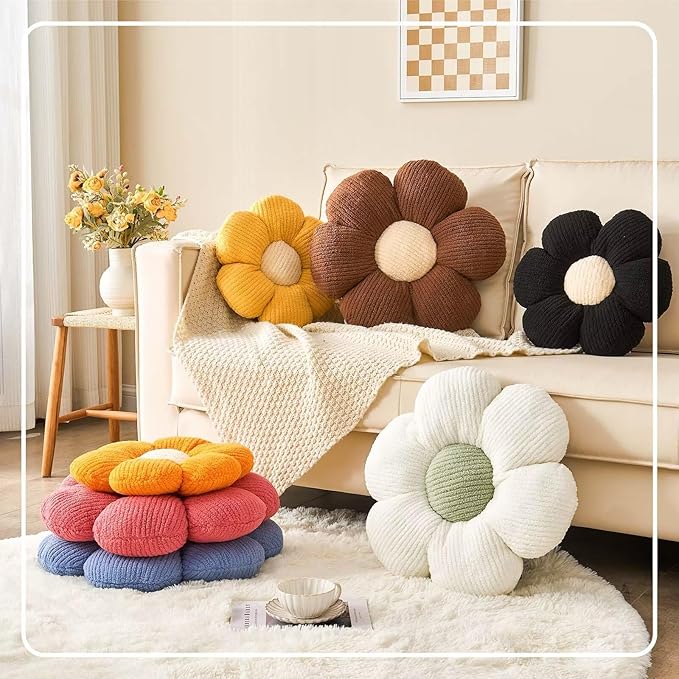 Flower Throw Pillow, Soft Peach Pink 19.6" Shaped Floor Pillow - Image 5