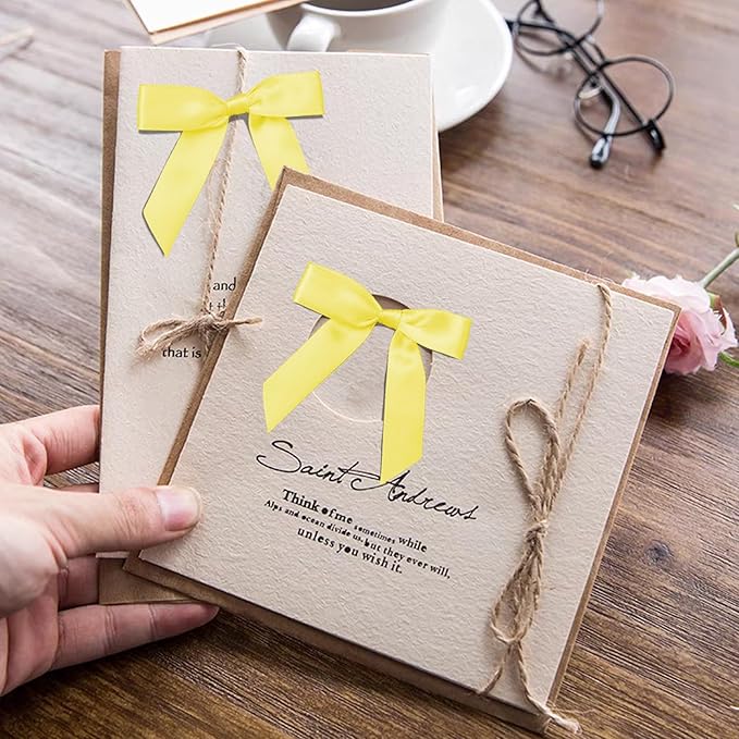 50Pcs Yellow Twist Tie Bows for Gift Wrapping 2.5" Satin Ribbon Bow for Treat - Image 6