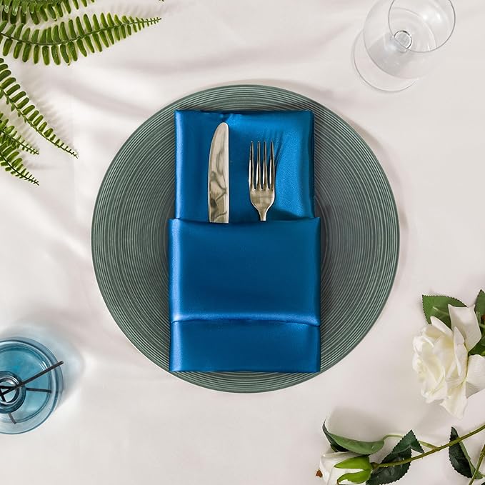 36 Pack Square Satin Dinner Napkins, 16x16 Inches Silky Soft Smooth Table Cloth - Image 4