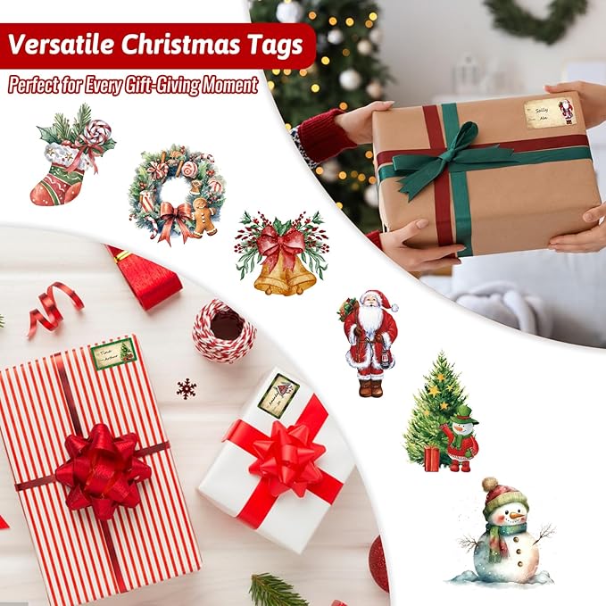 500 PCS Christmas Gift Tags Christmas Santa Claus Stickers Self Adhesive - Image 7