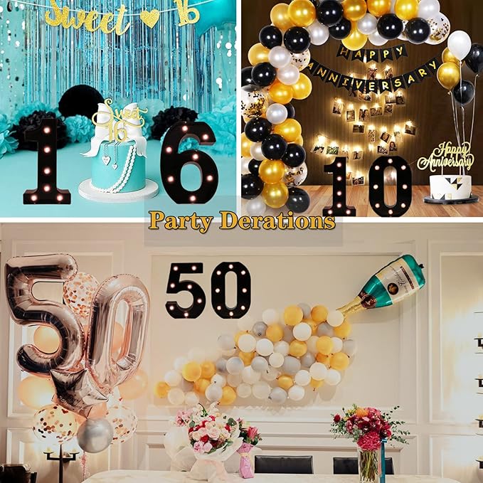 OYCBUZO Light Up Black Alphabet Marquee Number Sign LED Marquee Number Lights - Image 2