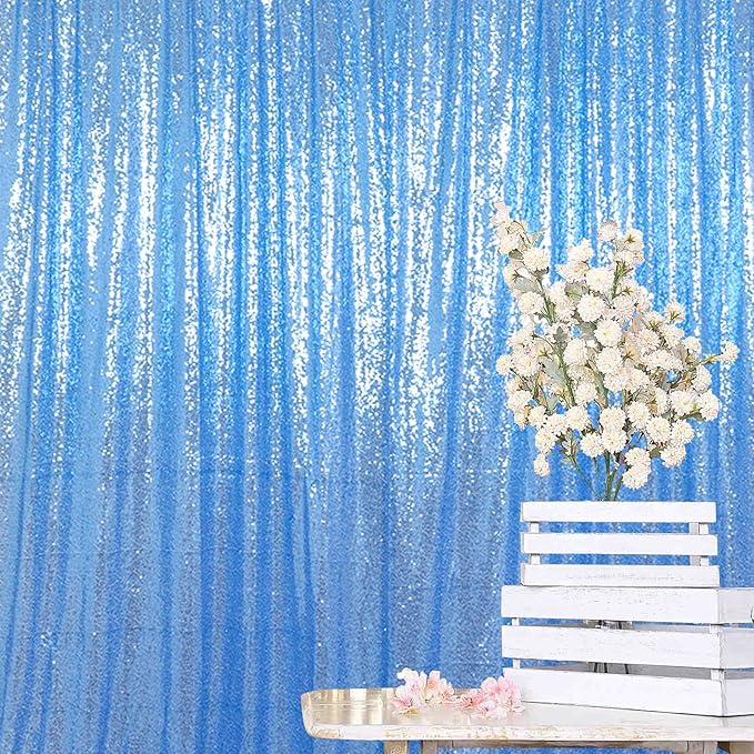 ShinyBeauty 10FTx10FT Baby Blue Sequin Backdrop | Sparkle Photo Background by ShinyBeauty