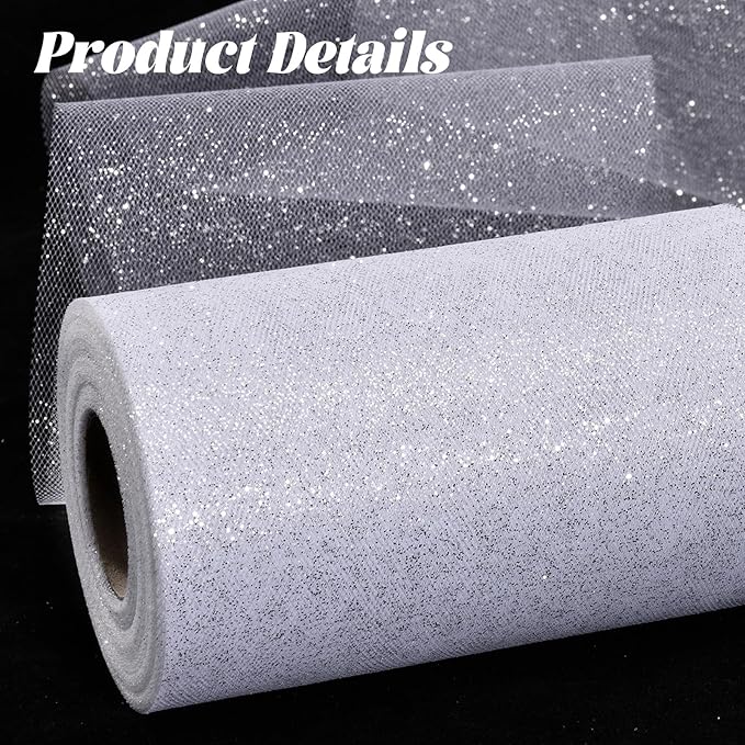 Glitter Tulle Rolls 6” by 50 Yards Sparkle Tulles Fabric Ribbon Sequin Tulle - Image 5