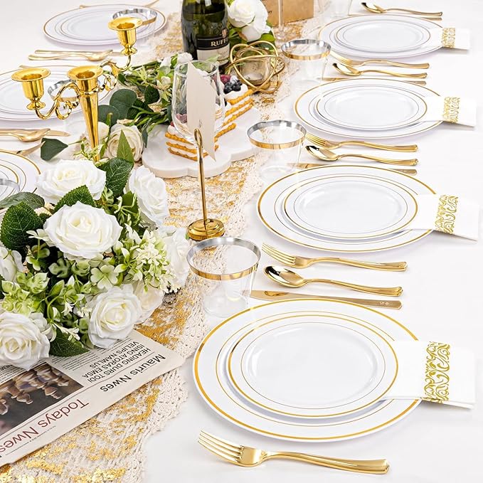 SUT 600PCS Gold Plastic Silverware, Plastic Silverware heavy duty, Disposable - Image 6