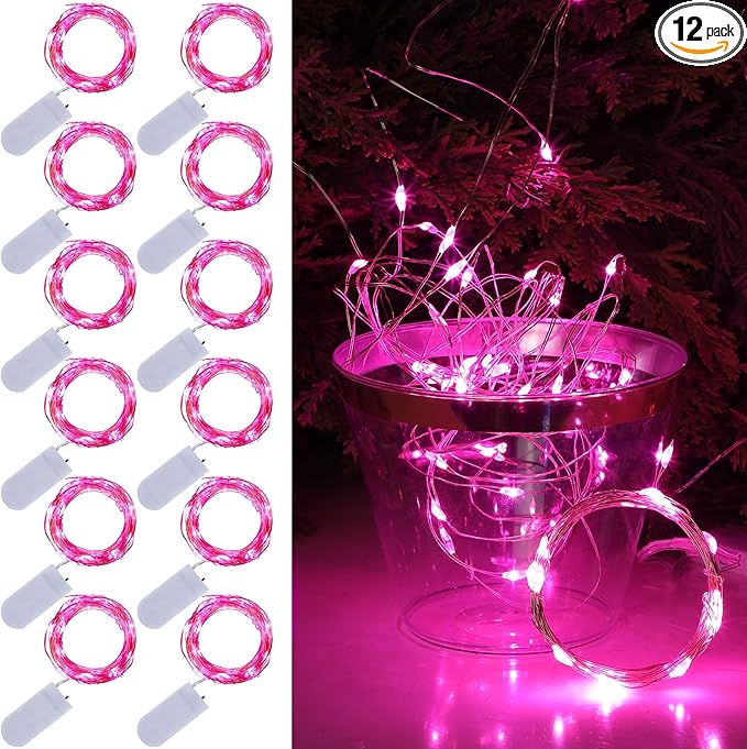 WATERGLIDE 12 Pack Fairy Lights Battery Operated, 7 ft 20 LED Mini String Lights by WATERGLIDE