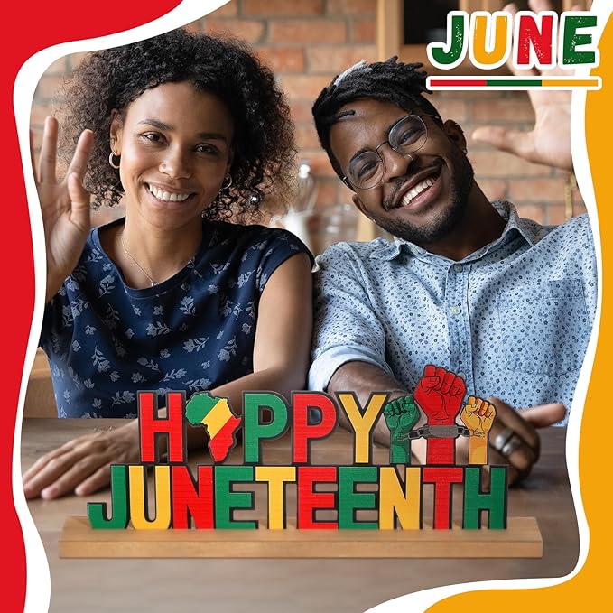 Happy Juneteenth Metal Sign Rustic Table Decor Holiday Tiered Tray Decor - Image 5